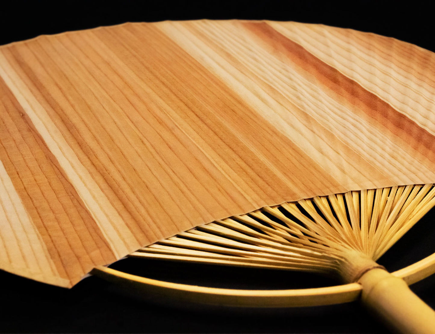 Natural wood fan